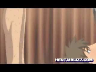 Busty hentai gets two dicks into her holes