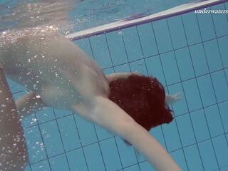 Czech teen Sima in the public swimming pool nude
