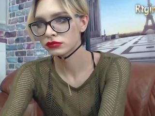 Pretty teen femboy in fishnets showing on cam