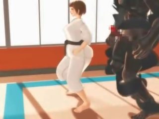 無盡 karate 女孩 窒息 上 一 大規模 迪克 在 3d