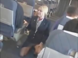 Flight Attendent sucks cock