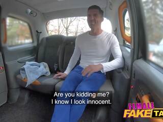 Female fake taxi she opens him believe he is in a flirting taxi