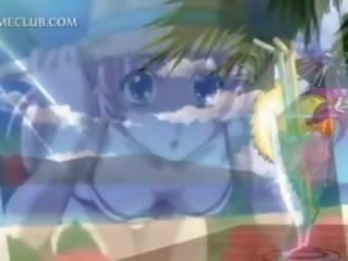 Podekscytowany 3d anime piękno dostaje cipka przybity z the przedni